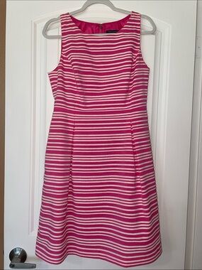 Tommy Hilfiger Pink and White Striped Sleeveless Fit and flare Dress Women's 8